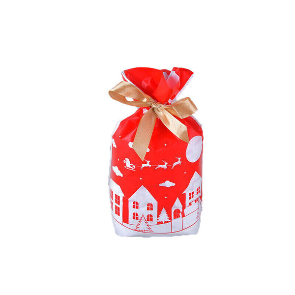 10PCS Plastic Candy Bags Christmas Elk Candy Sweet Treat Bags Biscuit 15*23.5CM