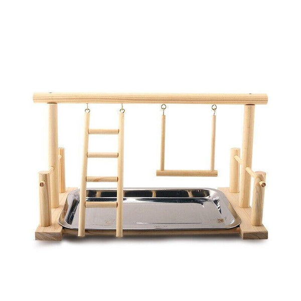 Parrots Wooden Stand Bird Play Activity Center Playground Ladder Perch Gym AU