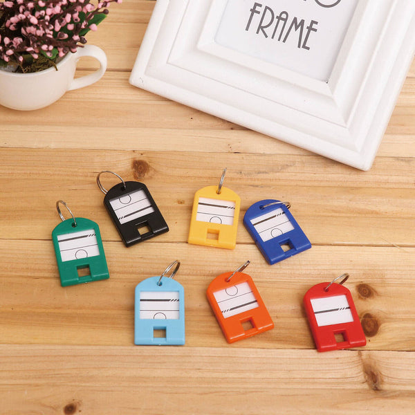 20pcs Plastic Key Ring Tags Name Tag Keyring Keychain Luggage Tags Colourful AU