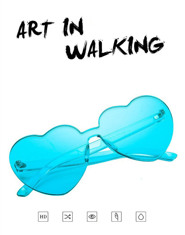 Love Heart Shape Sunglasses Clear Lens Rimless Festival Glasses Dress Party AU