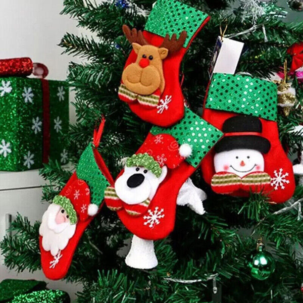 Christmas Stocking Socks Ornament Xmas Tree Party Hanging Gift Candy Bags Decor