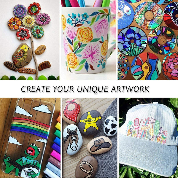 12 Colours Acrylic Paint Pens For Rock Painting Stone Ceramic Glass Rock Markers - Lets Party