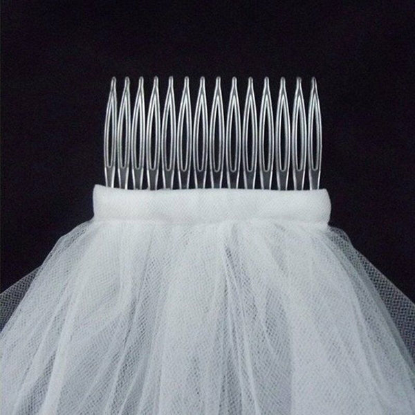 Women Bridal Wedding 2-Tier Veil With Satin Edge Comb Hen's Night White Ivory