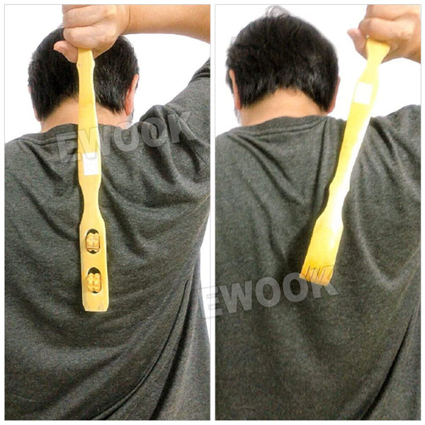 2x Long Reach Wooden Bamboo Scratch Back Scratcher Body Massage Itchy Relieve 4C - Lets Party