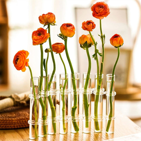 8pcs/Set Hinged Flower Vase Glass Test Tube Vases for Flowers Hydroponic Flower