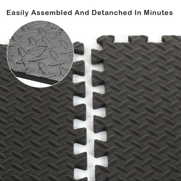24x Interlocking Heavy Duty EVA Foam Gym Flooring Mat Floor Mats Tiles 60x60cm - Lets Party