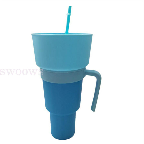 2-in-1 Stadium Tumbler Popcorn Cup Snack Cup Multifunctional Cup Bowl 1000ml AU