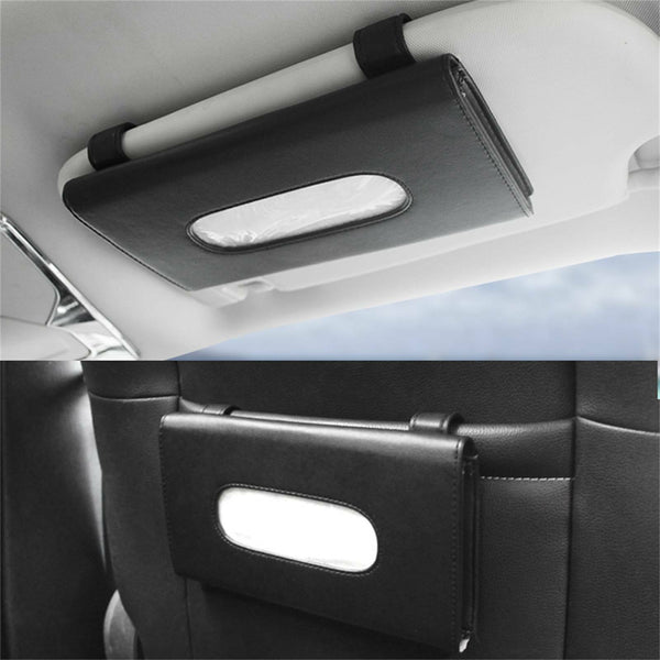 2PCS Car Tissue Box Holder PU Leather Backseat Paper Holder Cover Black Case AU