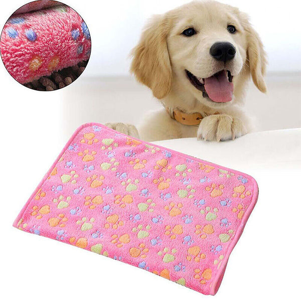 1X Warm Pet Mat Paw Print Cat Dog Puppy Fleece Soft Blanket Bed Cover Cushion AU
