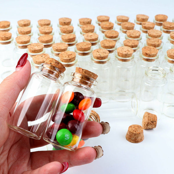 20/40/100x 7ml Glass Vials Container Bottles With Cork Top Mini Wish Bottle Jar