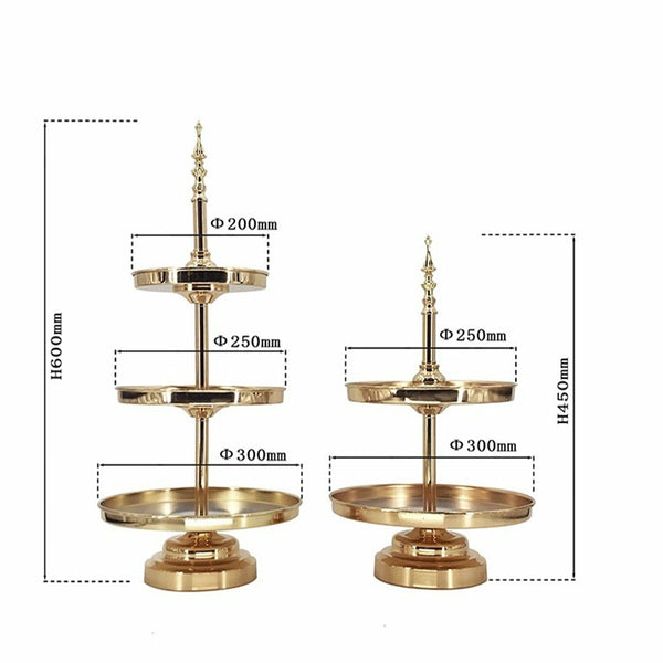 1/2/3 Tiers Mirror Top Cake Stands Rack Metal Cake Holder Wedding Party Display