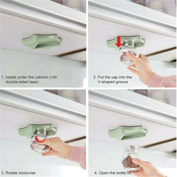 Jar Opener for Seniors Arthritic Hands Under the Top Lid Kitchen Cabinet Counter