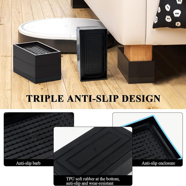 4pcs Heavy Duty L Design Bed Chair Risers Feet Leg Lift Furniture Extra Raisers