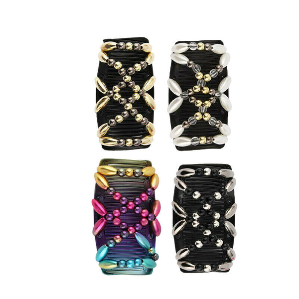 Beaded Stretchy Easy Magic Hair Comb Elastic Double Hair Clip Hair Accessories