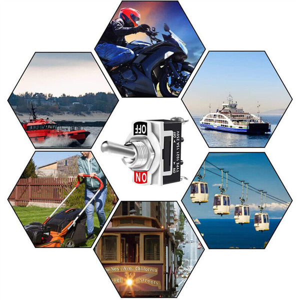 10x Waterproof Toggle Flick Switch 250V ON/OFF Car Dash Light Metal 12 Volt Boot