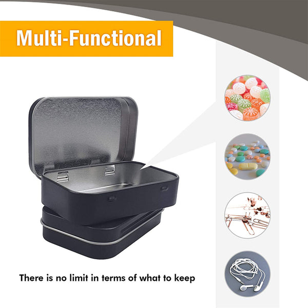 12PCS Storage Box Small Jewelry Candy Coin Key Organizer Tin Box Flip Black Gift