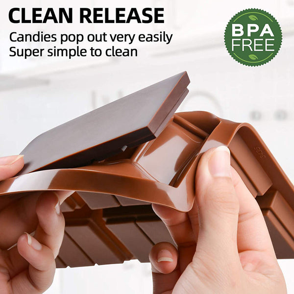 2PCS Chocolate Mould Bar Break Apart Choc Block Ice Tray Silicone Cake Bake Mold