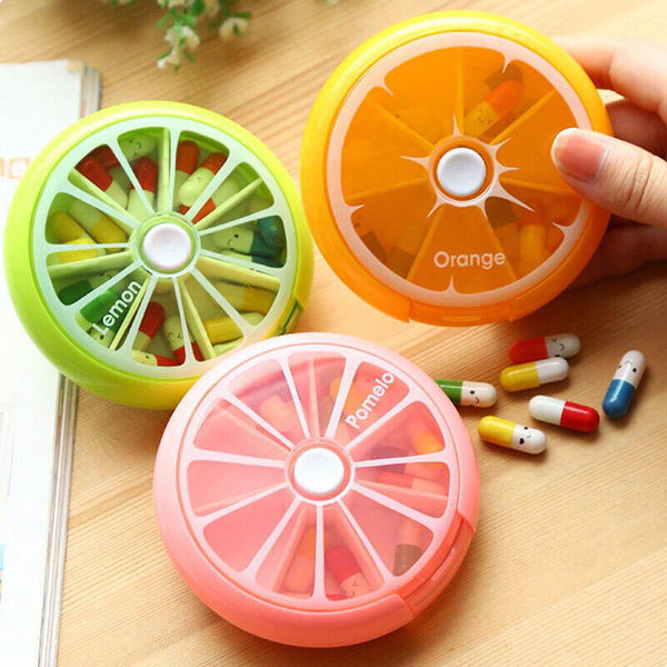 Weekly 7 Day Pill Organiser Case Box Tablet Medicine Dispenser Holder Case Round