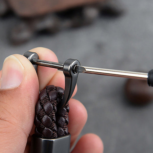 2PCS Hand-Woven Metal Leather Key Chain Ring Keyfob Car Keyring Keychain Gift AU