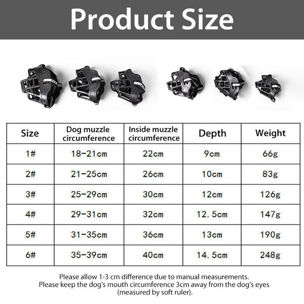 6 Sizes Adjustable Pet Dog No Bite Silicone Basket Muzzle Cage Mouth Mesh Cover