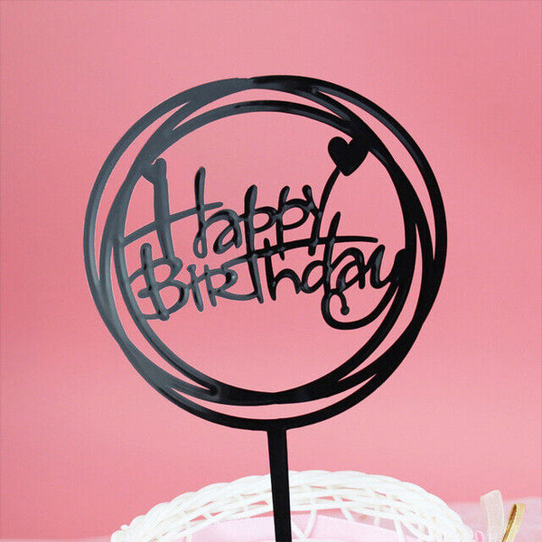 2x Happy Birthday Cake Topper Colour Printed Acrylic Party Decorations AU STOCK
