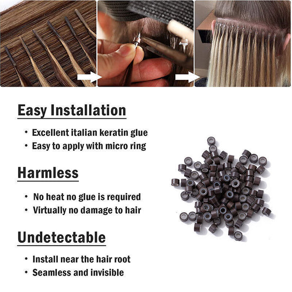 Hair Extension Micro Rings Beads 200-400x Silicone Lined MicroBead 5 x 3mm Links
