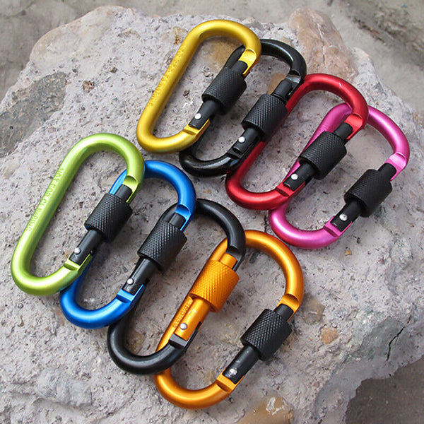 Aluminum Snap Hook Carabiner D-Ring Screw Key Chain Clip Lock Camping Keyring