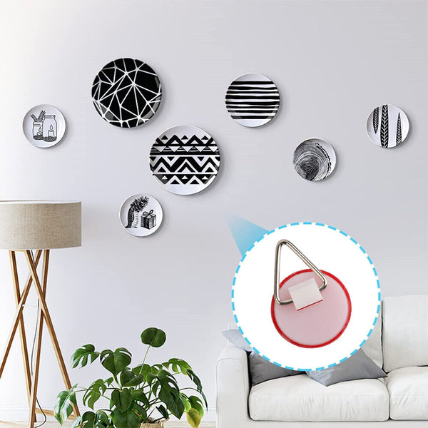 Disc Plate Hangers Picture Hanging Self Adhesive Stick on Invisible Hooks