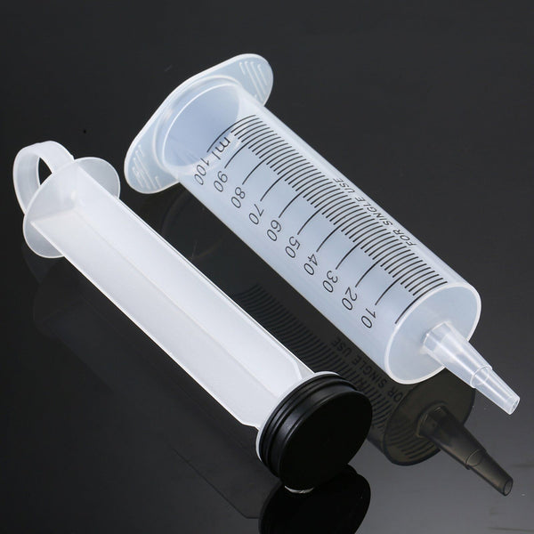 2X 100ml Reusable Plastic Syringe Big Large Hydroponics Nutrient Measuring Slip