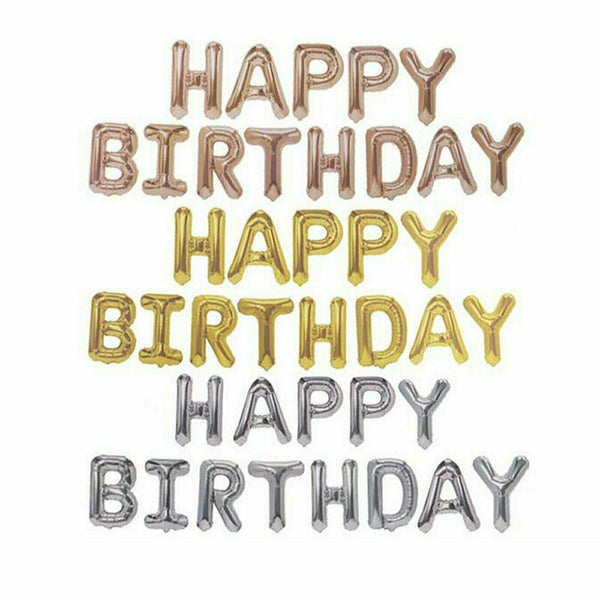 40cm 3D Happy Birthday Letters Balloons Inflating Foil Banner Bunting Celebrate - Lets Party