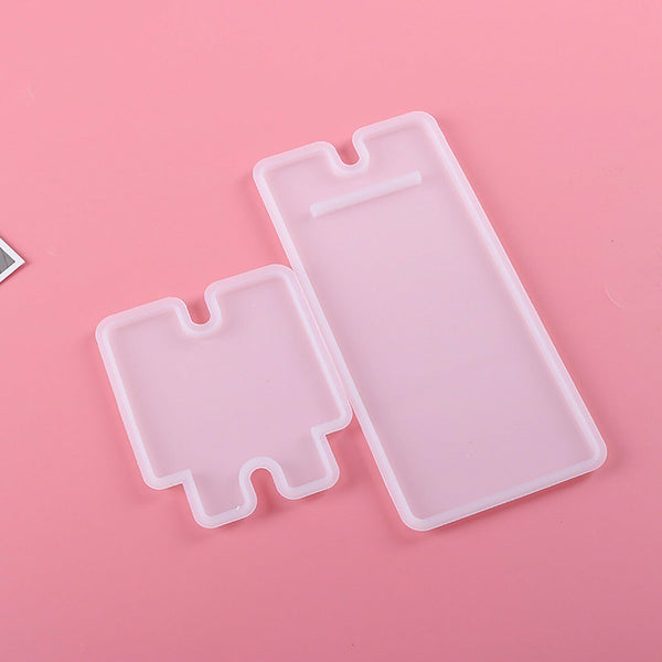 2pcs Silicone Mobile Phone Stand Mould Holder Craft Casting Mold Resin Epoxy DIY - Lets Party