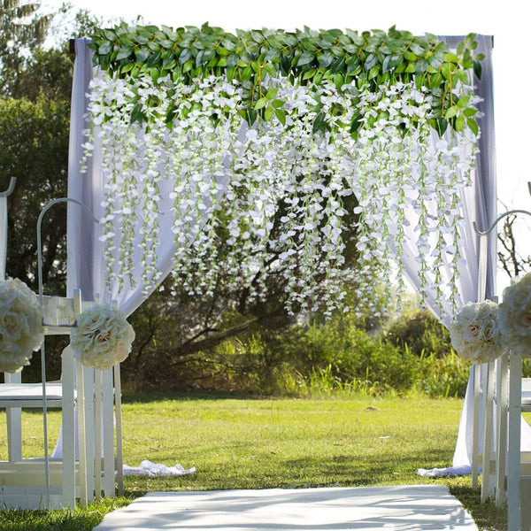 12x Artificial Silk Fake Flower Garland Vine Wisteria Leaf Hanging Wedding Decor