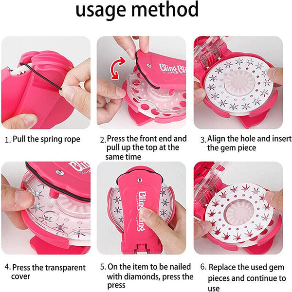 Diamond Hair Sparkle Stapler Machine Tools Kit Gems for Shirt Decor Girls AUS