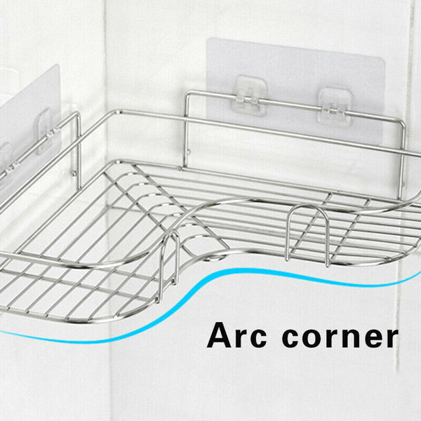 Bathroom Stainless Steel Shower Caddy Corner Storage Shelf Holder Rack Organiser