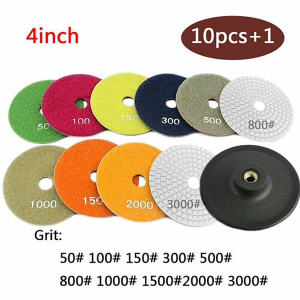 10PCS Diamond Polishing Pads Wet Dry Set for Granite Stone Concrete Marble AU