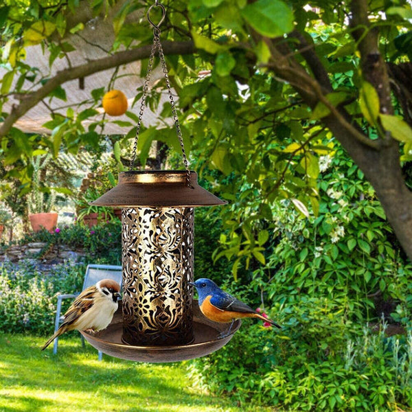 Solar Bird Feeder Hanging Wild Bird Seed Feeders Outdoor Garden for Yard Garden