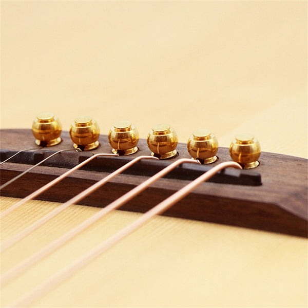 6PCS Guitar Bridge Pins Metal String End Peg Acoustic Gold Brass+Puller Remover