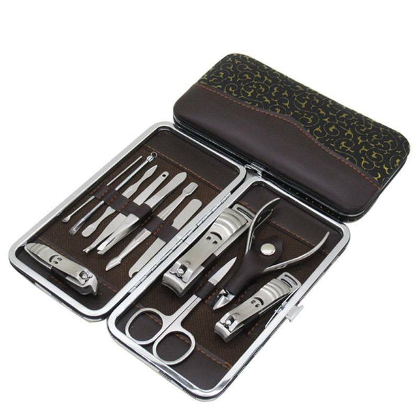 12Pcs/Set Manicure Pedicure Stainless Nail Clippers Kit Cuticle Grooming Case AU