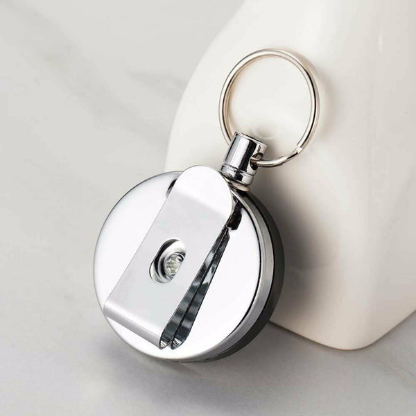 10Pcs Heavy Duty Metal Chain Retractable Pull Key Ring Belt Clip ID Cards Holder