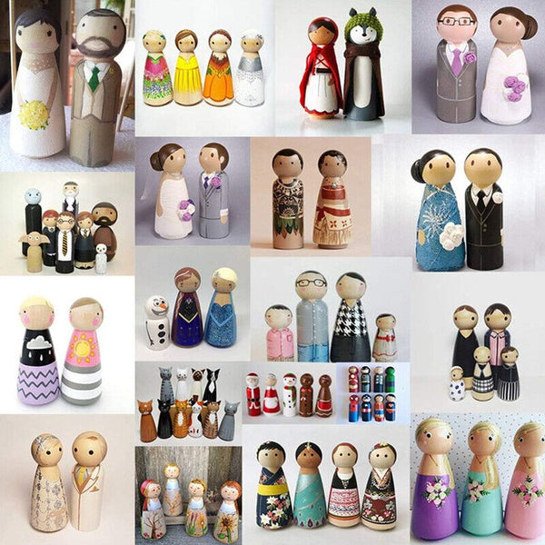 20X Unfinished Wooden Peg Dolls Wooden Tiny Doll Bodies People Decor Wood Crafts