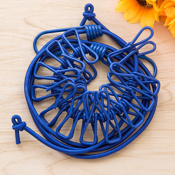 2pcs 12 Clip Camping Rope Peg Washing Clothes Line Travel clothesline Portable