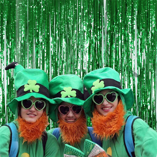 2X Metallic Tinsel Curtain Foil Fringe Backdrop For Dinosaur Safari Jungle Party