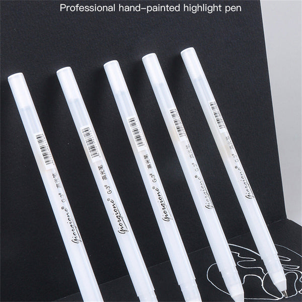 3Pcs White Gel Ink Marker Pen Drawing Sketching Painting Art Fine Tips Pens DIY