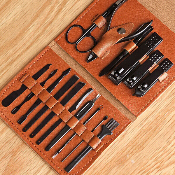 16PCS Manicure Pedicure Set Stainless Nail Trimming Kit Clipper Finger Care Tool