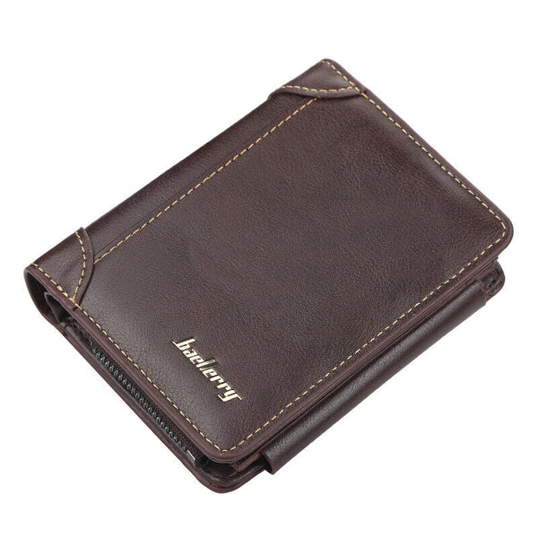 Mens Leather Wallet RFID Blocking Purse Credit Card Holder Coin Zipper Anti Scan