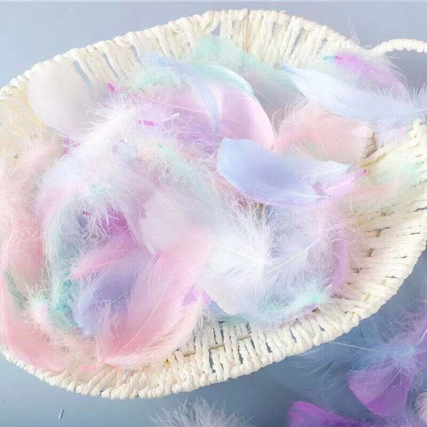 100x Macaron Mixed Colour 3-8cm Goose Feathers DIY Craft Dream Catcher Party AU