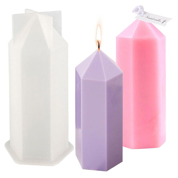 Epoxy Resin Silicone Mold DIY Crystal Flower Candle Making Mould Hexagonal Cone