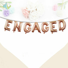 Engaged Balloons Banner Engagement Party Decorations Heart Rose Gold Silver Gold