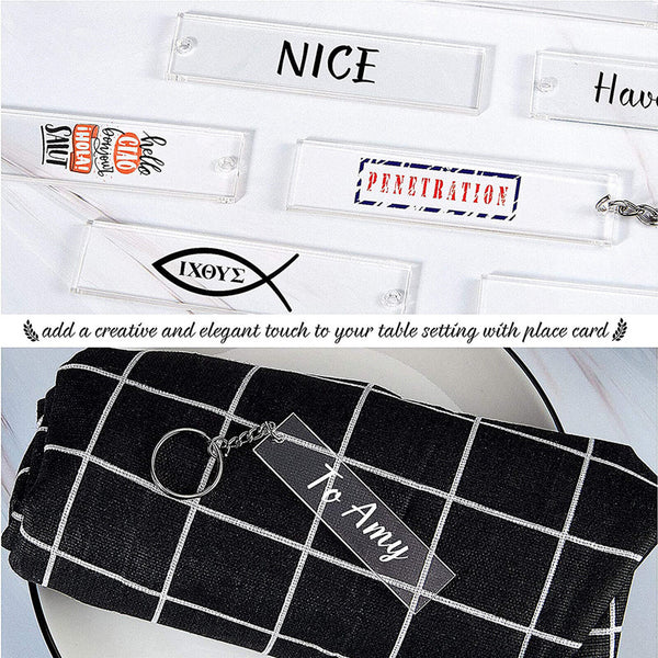 24sets Rectangle Acrylic Key Chain Blank Clear Keyring KeyChain Pendant DIY Kit