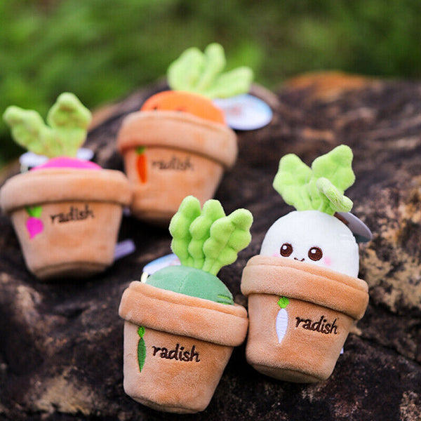 Lifelike Plants Potted Radish Stuffed Plush Toys Cartoon Plants Kid Keychain AU